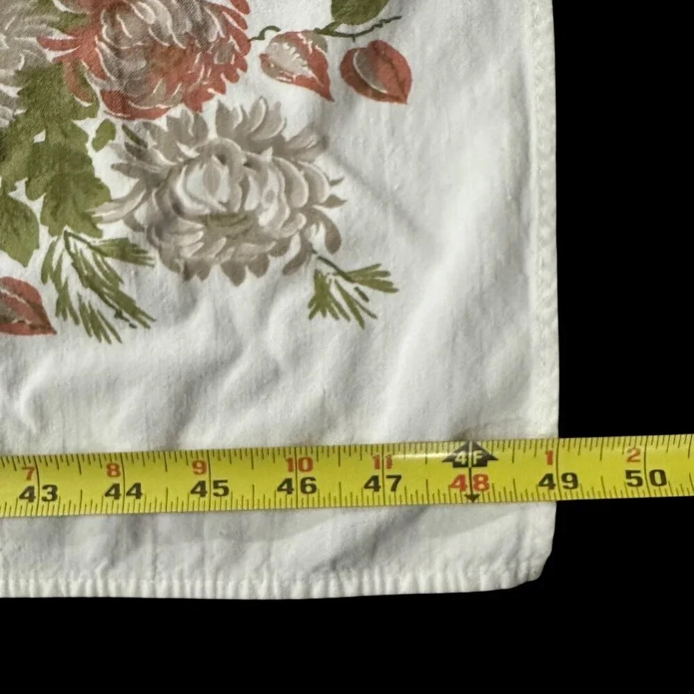 Vintage Floral Tablecloth Cotton Fall Beige Burnt Orange White Kitchen Stains - Picture 8 of 8